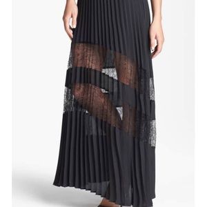 ASTR Lace Inset Pleated Midi Skirt